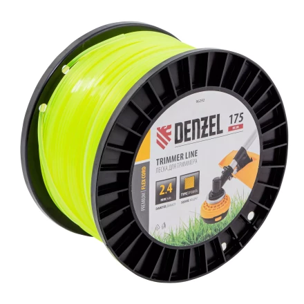 Леска для триммера квадрат Denzel, 2,4мм х 175м, на DIN катушке FLEX CORD, 96292 купить в Муравленко