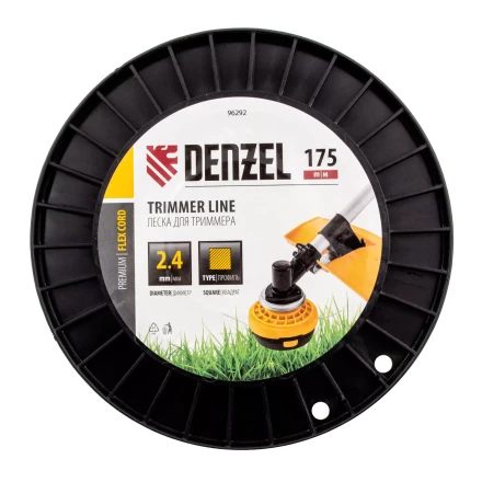 Леска для триммера квадрат Denzel, 2,4мм х 175м, на DIN катушке FLEX CORD, 96292 купить в Муравленко