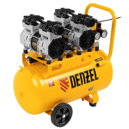 Компрессор безмасляный, малошумный Denzel DLS 1500/50, 1500 ВТ, 2x750, 50 л, 260 л/мин купить в Муравленко