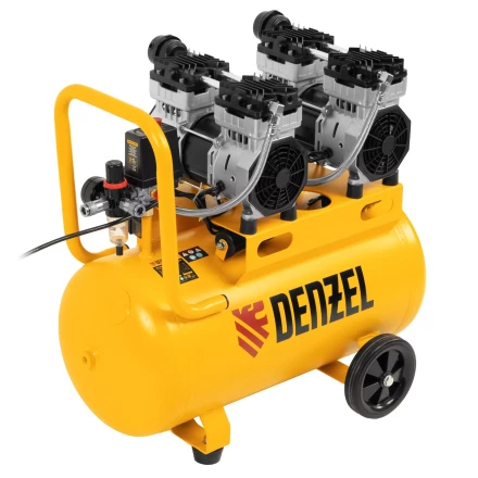 Компрессор безмасляный, малошумный Denzel DLS 1500/50, 1500 ВТ, 2x750, 50 л, 260 л/мин купить в Муравленко