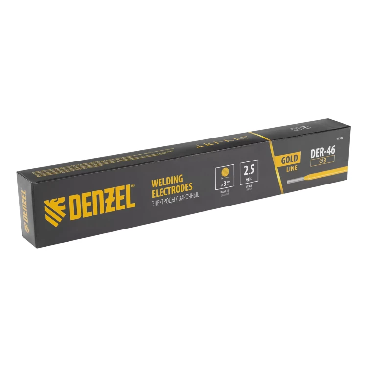 Электроды Denzel DER-46 Goldline, диам. 3 мм, 2,5 кг, рутил-целлюлозное покрытие 97506 купить в Муравленко