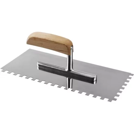 Гладилка нержавеющая ЗУБР &quot;ПРОФЕССИОНАЛ&quot; с деревянной ручкой, зубчатая, 8х8мм, 130х280мм 0806-08_z01 купить в Муравленко