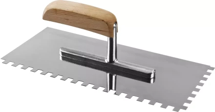 Гладилка нержавеющая ЗУБР &quot;ПРОФЕССИОНАЛ&quot; с деревянной ручкой, зубчатая, 8х8мм, 130х280мм 0806-08_z01 купить в Муравленко