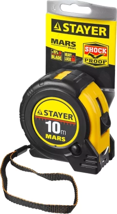 Рулетка STAYER &quot;PROFI&quot; &quot;MARS&quot;, обрезиненный корпус, утолщенное полотно, 10мх25мм 34131-10_z01 купить в Муравленко