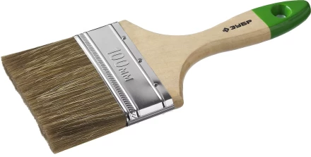 Кисть плоская  ЗУБР &quot;ЛАЗУРЬ-МАСТЕР&quot;, смешанная щетина, деревянная ручка, 100мм 4-01009-100 купить в Муравленко