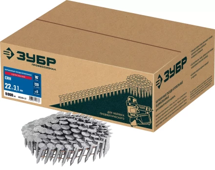 ЗУБР CRN 22 х 3.1 мм, барабанные гвозди кровельные оцинкованные, 9000 шт (305385-22) купить в Муравленко