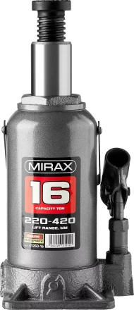 Домкрат гидравлический бутылочный, 16т, 220-420 мм, MIRAX 43260-16 43260-16 купить в Муравленко