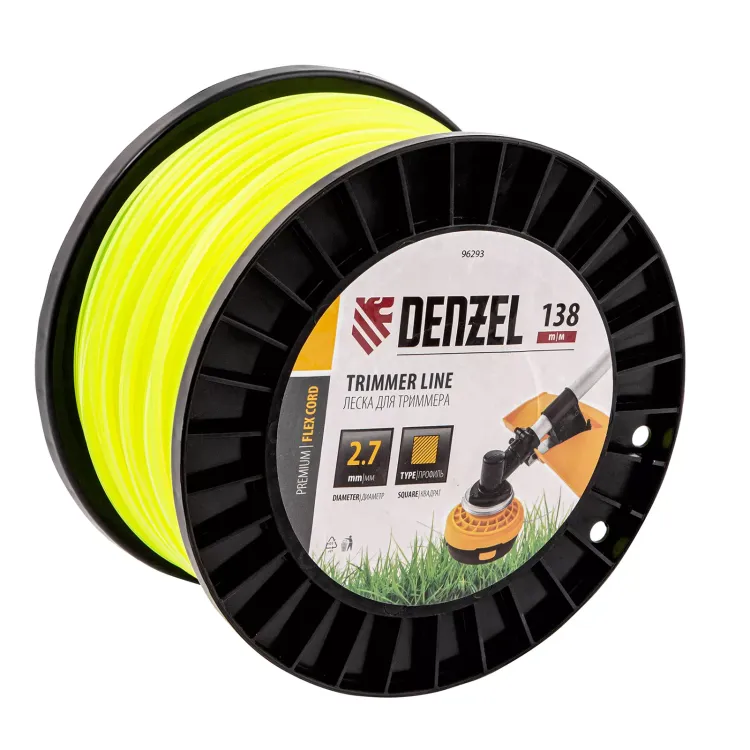 Леска для триммера квадрат Denzel, 2,7м х 138м, на DIN катушке FLEX CORD, 96293 купить в Муравленко