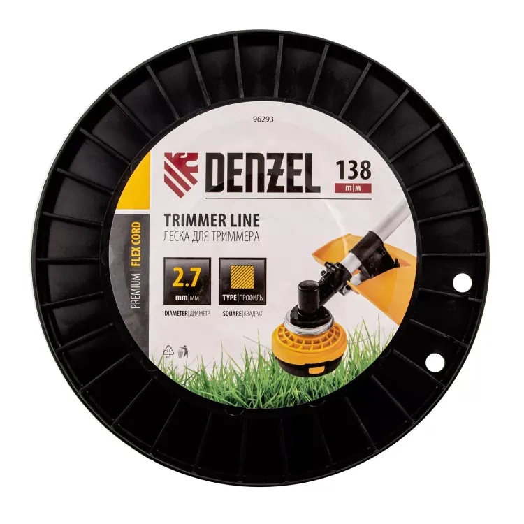 Леска для триммера квадрат Denzel, 2,7м х 138м, на DIN катушке FLEX CORD, 96293 купить в Муравленко