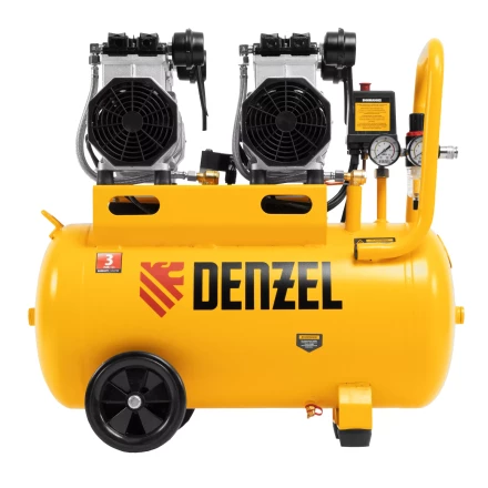 Компрессор безмасляный, малошумный Denzel DLS 2200/50, 2200 Вт, 2x1100, 50 л, 380 л/мин купить в Муравленко