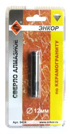 Сверло алмазное по керамограниту ф 12 мм мокр. рез Энкор 9424 купить в Муравленко