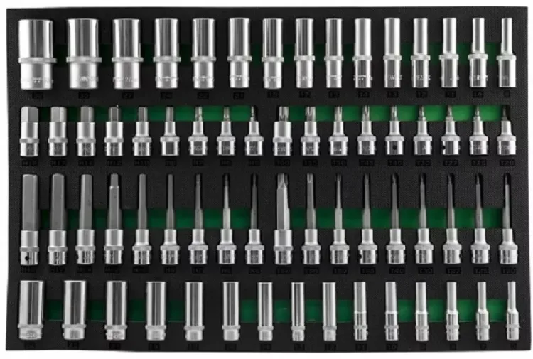 Набор головок торцевых глубоких 3/8" 1/2"DR  насадки с вставками 1/2"DR 66предметов  EVAложемент Jonnesway  S04HD4366SV 49276 купить в Муравленко
