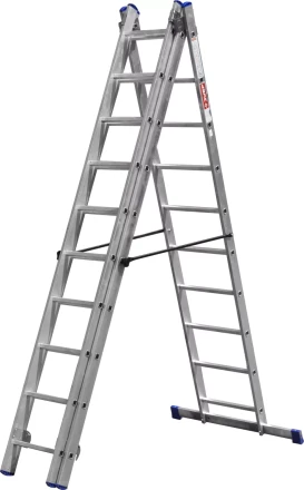 Лестница ЗУБР универсальная, трехсекционная со стабилизатором, 10 ступеней 38831-10 купить в Муравленко