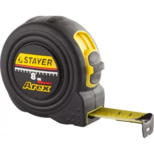 Рулетка STAYER "PROFI" "AREX", двухкомпонентный противоударный корпус, упрочненное полотно, 8м/25мм 3410-08_z01 купить в Муравленко