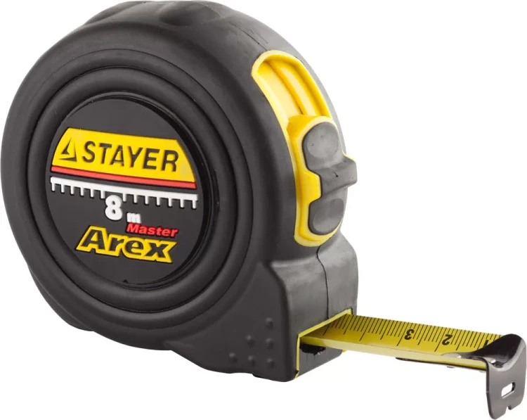 Рулетка STAYER "PROFI" "AREX", двухкомпонентный противоударный корпус, упрочненное полотно, 8м/25мм 3410-08_z01 купить в Муравленко