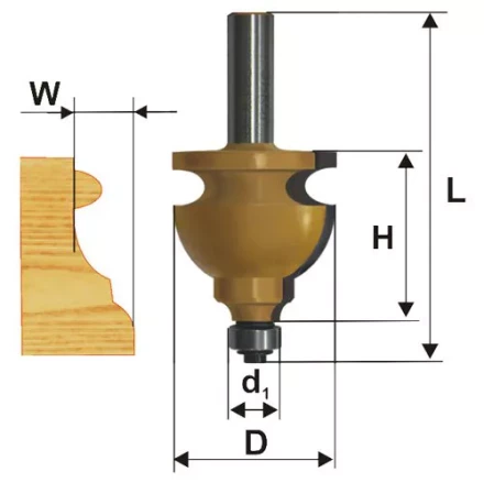 Фреза кромочная фигурная Ф445Х286 мм хвостовик 12 мм 46411 купить в Муравленко
