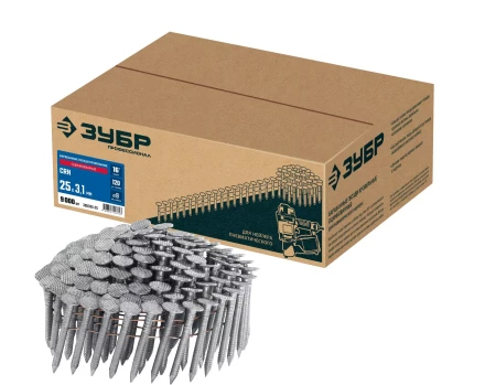 ЗУБР CRN 25 х 3.1 мм, барабанные гвозди кровельные оцинкованные, 9000 шт (305385-25) купить в Муравленко