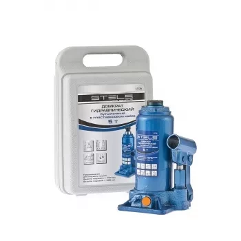 Домкрат гидравлический бутылочный 5 т h подъема 197–382 мм в пластиковом кейсе STELS 51126 купить в Муравленко