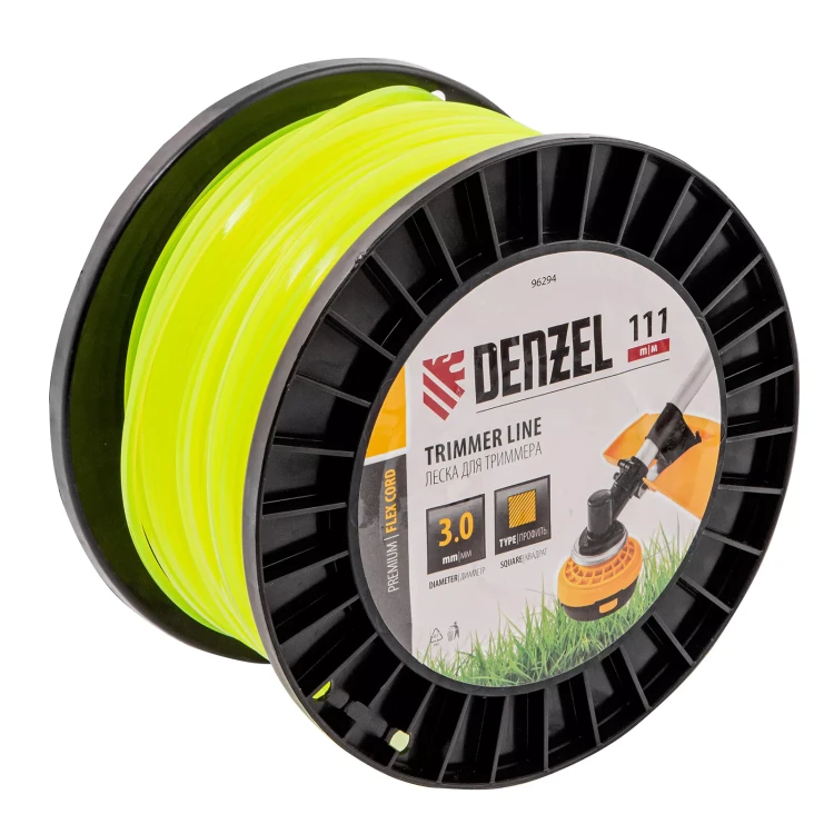 Леска для триммера квадрат Denzel, 3,0мм х 111м, на DIN катушке FLEX CORD, 96294 купить в Муравленко