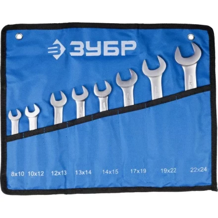 Набор ЗУБР &quot;ПРОФИ&quot;: Ключ гаечный рожковый, Cr-V сталь, хромированный, 8х24мм, 8шт 27027-H8 купить в Муравленко