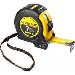 Рулетка STAYER &quot;PROFI&quot; &quot;MARS&quot;, обрезиненный корпус, утолщенное полотно, 7,5мх25мм 34131-075_z01