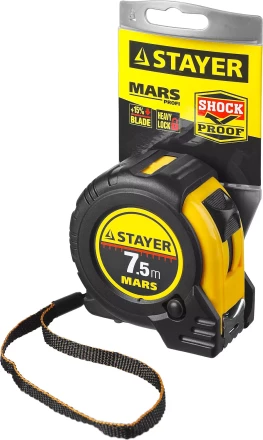 Рулетка STAYER &quot;PROFI&quot; &quot;MARS&quot;, обрезиненный корпус, утолщенное полотно, 7,5мх25мм 34131-075_z01 купить в Муравленко
