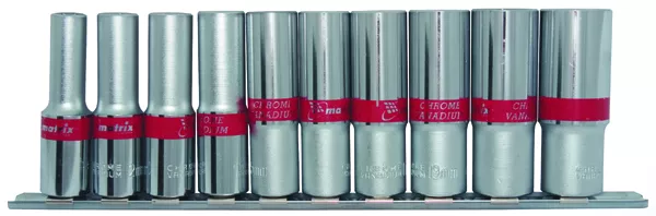 Набор удлиненных торцевых головок 1/4", 6-ти гр., CrV, 10шт., 4-13мм Matrix 13592 купить в Муравленко