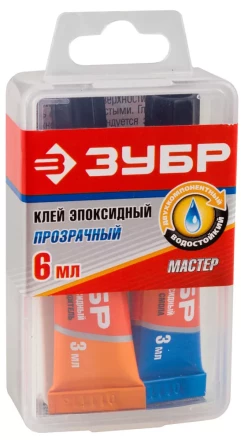 Клей ЗУБР эпоксидный, в тюбиках, в пластиковой коробке, 3мл+3мл 41948 купить в Муравленко