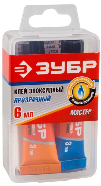 Клей ЗУБР эпоксидный, в тюбиках, в пластиковой коробке, 3мл+3мл 41948 купить в Муравленко