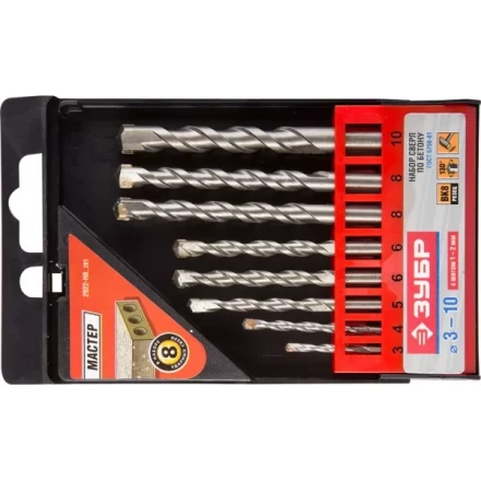 Набор ЗУБР Свёрла &quot;МАСТЕР&quot; по бетону, ударные, 3; 4; 5; 6; 6; 8; 8; 10мм, 8шт 2922-H8_z01 купить в Муравленко