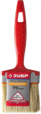 Кисть плоская ЗУБР&quot;УНИВЕРСАЛ-СТАНДАРТ&quot;, натуральная щетина, пластмассовая ручка, 3&quot;/75мм 01015-075 купить в Муравленко