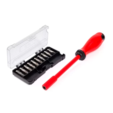 Диэлектрическая отвертка КВТ VDE НИО-2210 со сменными битами S2, профиль SL, PH, PZ, 10 шт. (88928) купить в Муравленко