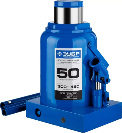 Домкрат гидравлический бутылочный T50, 50т, 300-480мм, ЗУБР Профессионал 43060-50 43060-50_z01 купить в Муравленко