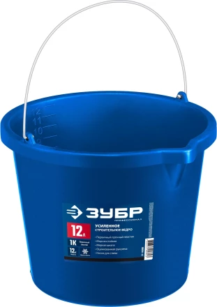 ЗУБР 12 л, первичный высокопрочный пластик, с носиком, усиленное строительное ведро, Профессионал (06091-12) купить в Муравленко