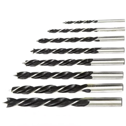 Набор сверл по дереву 3-4-5-6-7-8-9-10 мм 8 штук цилиндрический хвостовик СИБРТЕХ 702225 купить в Муравленко
