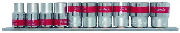 Набор универсальных торцевых головок 3/8", Spline, CrV, 10шт.,  8-19мм Matrix 13593 купить в Муравленко