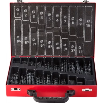 Набор ЗУБР &quot;ТЕХНИК&quot;: Свёрла по металлу парооксидированных, быстрорежущая сталь, в мет. боксе, 1-10мм, шаг-0,5, 170 предм. 4-29605-H170-M купить в Муравленко