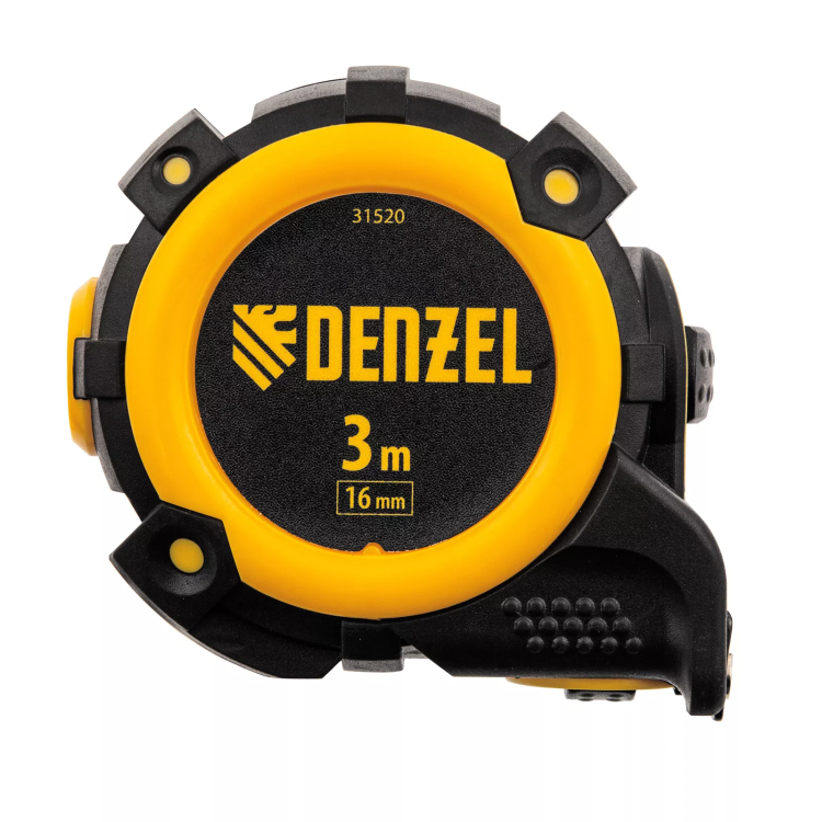 Рулетка Denzel 3м х 16мм, автоматич. фиксац., нейлон. покрытие, магнит. зацеп, двухстор. разметка, 31520 купить в Муравленко