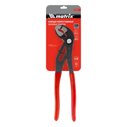 Клещи переставные 250 мм Matrix, кнопочный механизм, хром-ванадий, обливные рукоятки 17926 купить в Муравленко