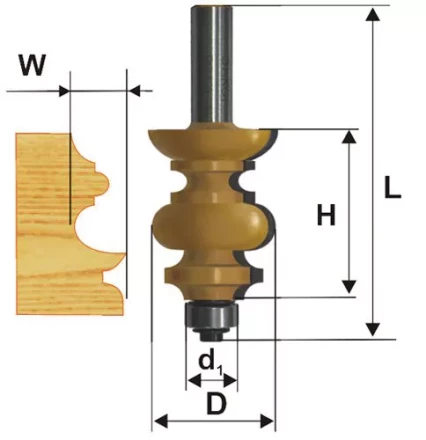 Фреза кромочная фигурная Ф381Х381 мм хвостовик 12 мм 46413 купить в Муравленко
