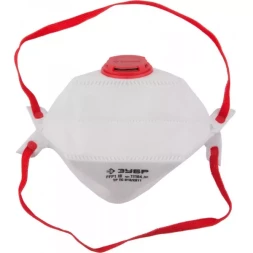 Полумаска фильтрующая ЗУБР "МАСТЕР" плоская, 3-х панельная, с клапаном, многослойная, класс защиты FFP1 11164_z01