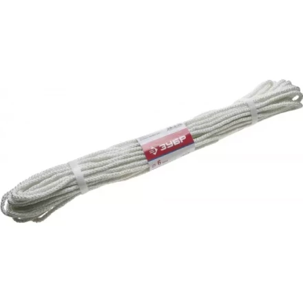 Фал ЗУБР капроновый, d=6,0 мм, 20 м, 650 кгс, 20,5 ктекс 50210-06 купить в Муравленко