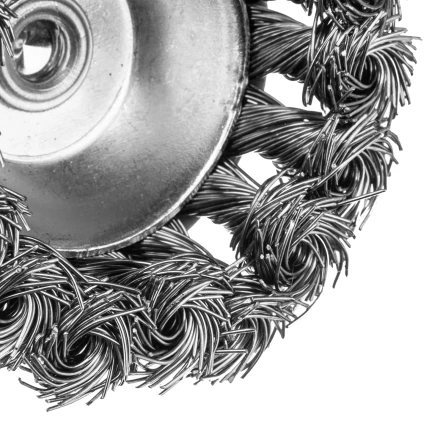 Щетка для дрели Denzel, 65 мм, Чашка, со шпилькой, нержавеющая крученая проволока 744643 купить в Муравленко