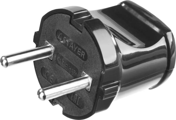 Вилка MAXElectro электрическая, 6А/220В, черная, STAYER 55150-B купить в Муравленко