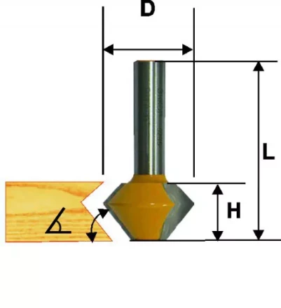 Фреза кромочная конусная Ф413Х222 мм 30/60° хвостовик 12 мм 46370 купить в Муравленко