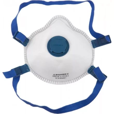 Полумаска фильтрующая STAYER &quot;PROFI&quot; коническая, с клапаном, многослойная, класс защиты FFP3 11110-3 купить в Муравленко
