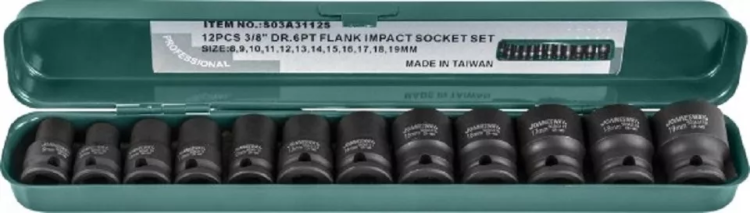 Набор головок торцевых ударных 3/8"DR 8-19мм  Jonnesway S03A3112S 12предметов 48505 купить в Муравленко