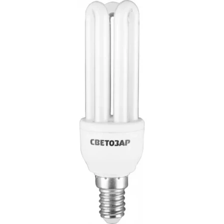 Энергосберегающая лампа СВЕТОЗАР &quot;U-КЛАССИКА&quot;спираль,цоколь E14(миньон),Т2,3U,яркий белый свет(4000К), 8000час,12Вт(60) 44314-12 купить в Муравленко