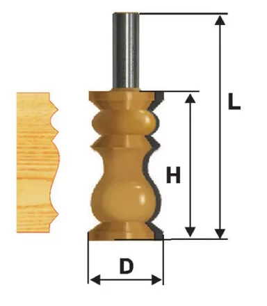 Фреза кромочная фигурная Ф32Х572 мм хвостовик 12 мм 46419 купить в Муравленко