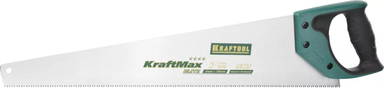 Ножовка для быстрого реза "KraftMax-7" 7 TPI, 500 мм, прямой крупный зуб, рез поперек волокон, для крупных и средних заготовок, KRAFTOOL 15224-55 купить в Муравленко
